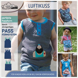 Schnittmuster Luftikuss Gr. 74-104 lässiges Shirt, Top, 2 Trägerbreiten Schnittmuster in Passformsystem mit bis zu 24 Weiten pro Gr. - Sewando