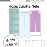 Nele - Culotte/Palazzo Hose mit weiten Beinen und Gummizug - Gr. 34-50, A4+A0