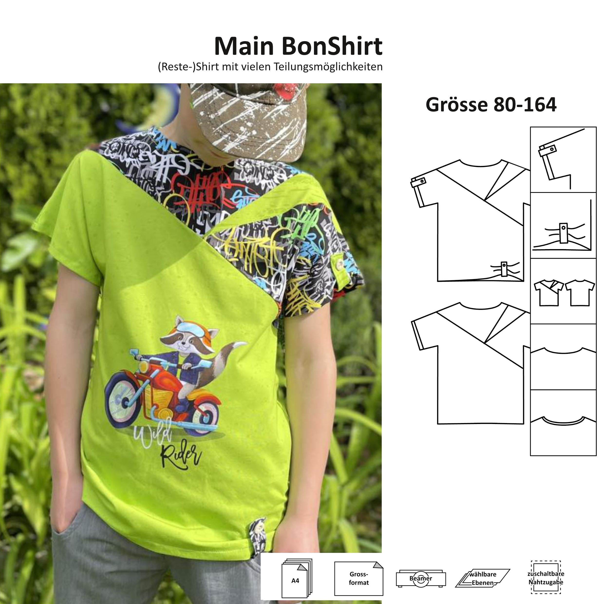 Kombipaket Schnittmuster Main PiniShirt Gr. 80-164 + Stickdatei Hello Summer - Sewando