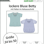 Schnittmuster Betty – Bluse mit Falten & Kellerfalte in 4 Ärmellängen Gr. 34-50 / Bu 80-116 - Sewando