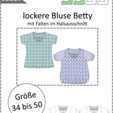 Schnittmuster Betty – Bluse mit Falten & Kellerfalte in 4 Ärmellängen Gr. 34-50 / Bu 80-116 - Sewando
