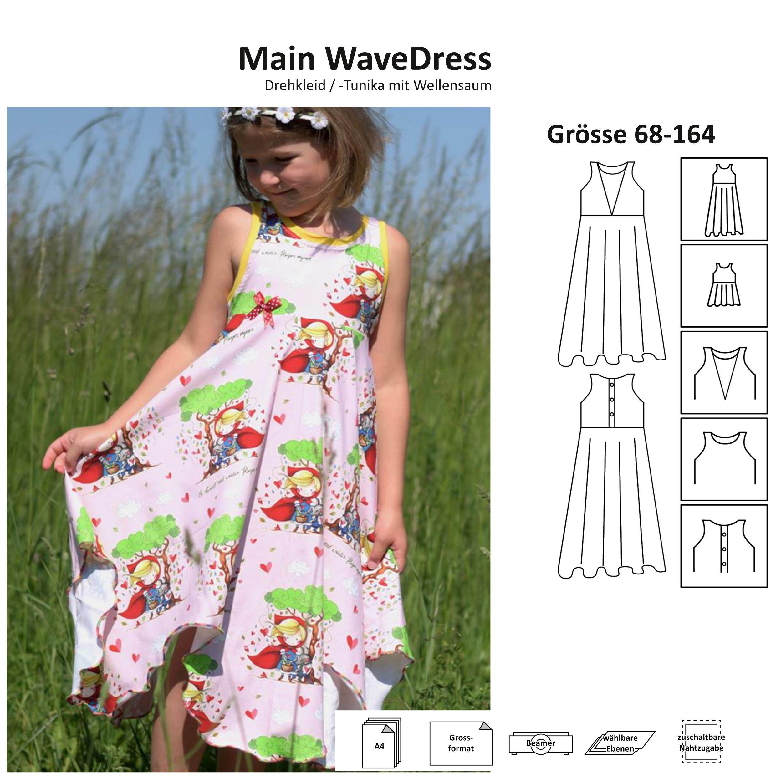 Schnittmuster Main WaveDress - Drehkleid / -Tunika – Größe 68-164 - Sewando