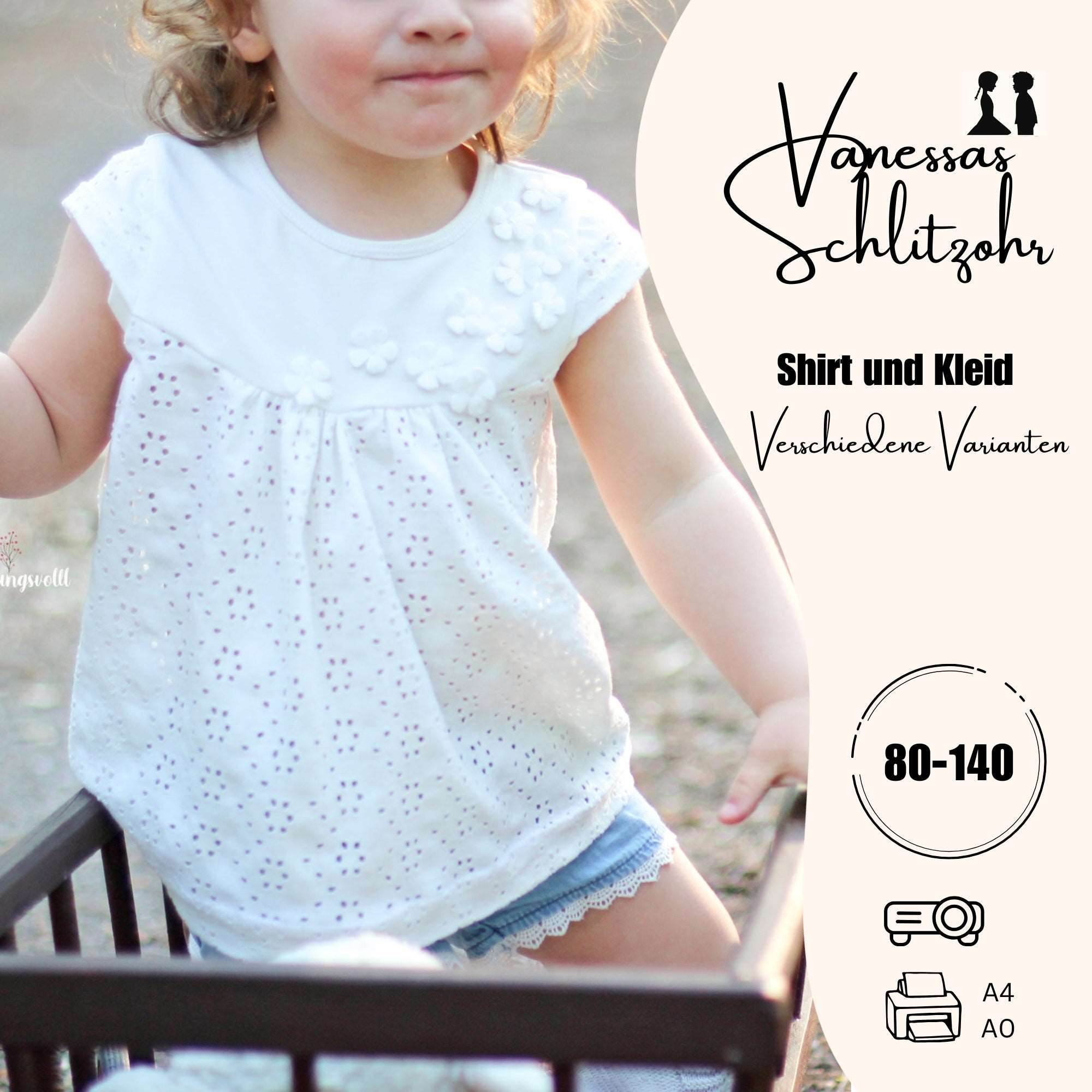Schnittmuster Shirt / Kleid Vanessas Schlitzohr Gr. 80-140 - Sewando