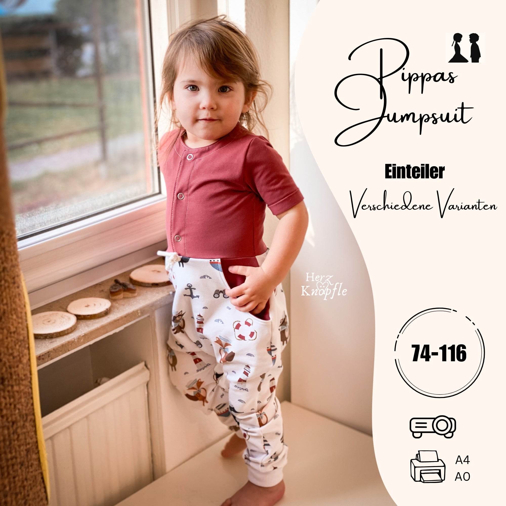 Schnittmuster Pippas Jumpsuit Gr. 74-116 - Sewando