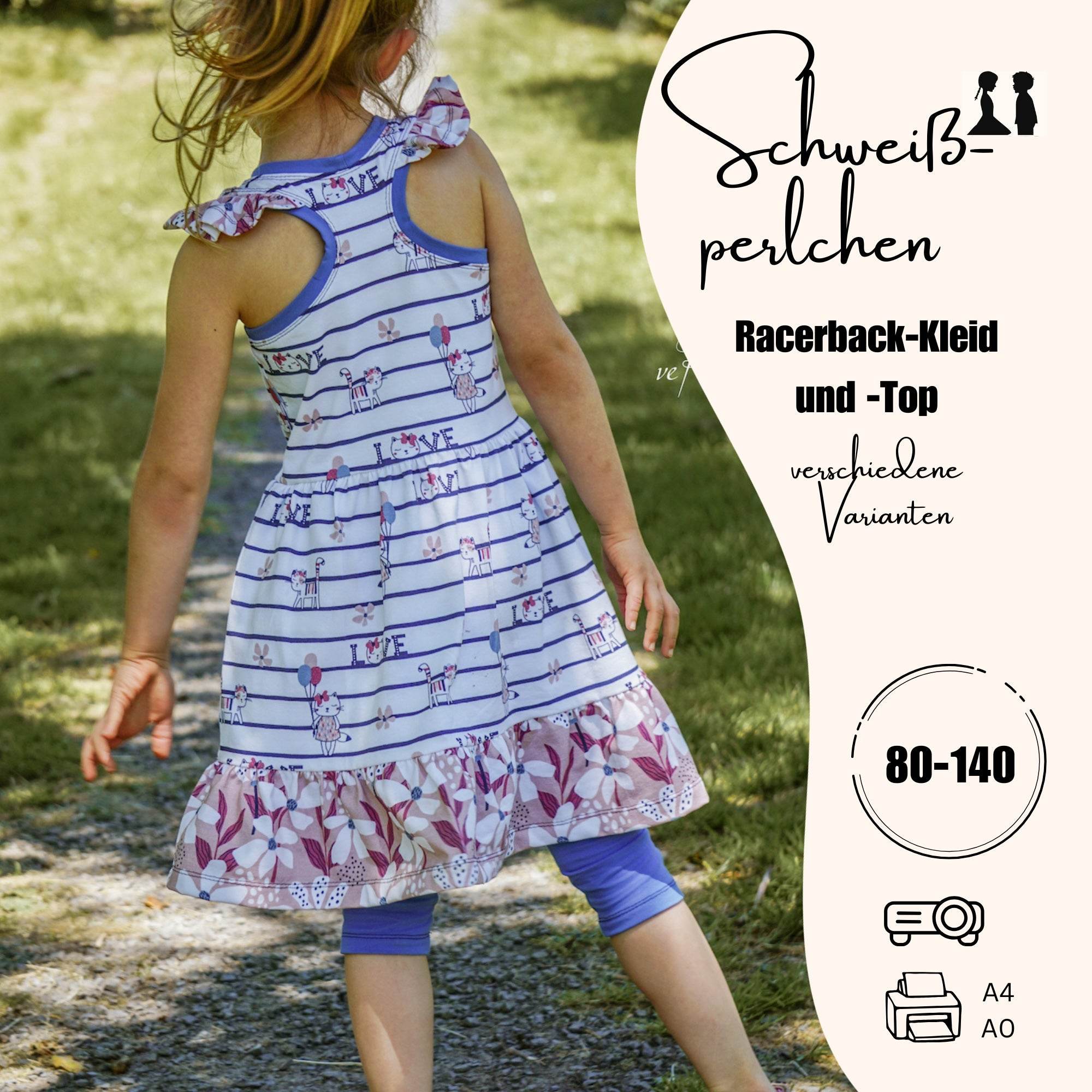 Schnittmuster Kleid / Top Racerback Schweißperlchen Gr. 80-140 - Sewando