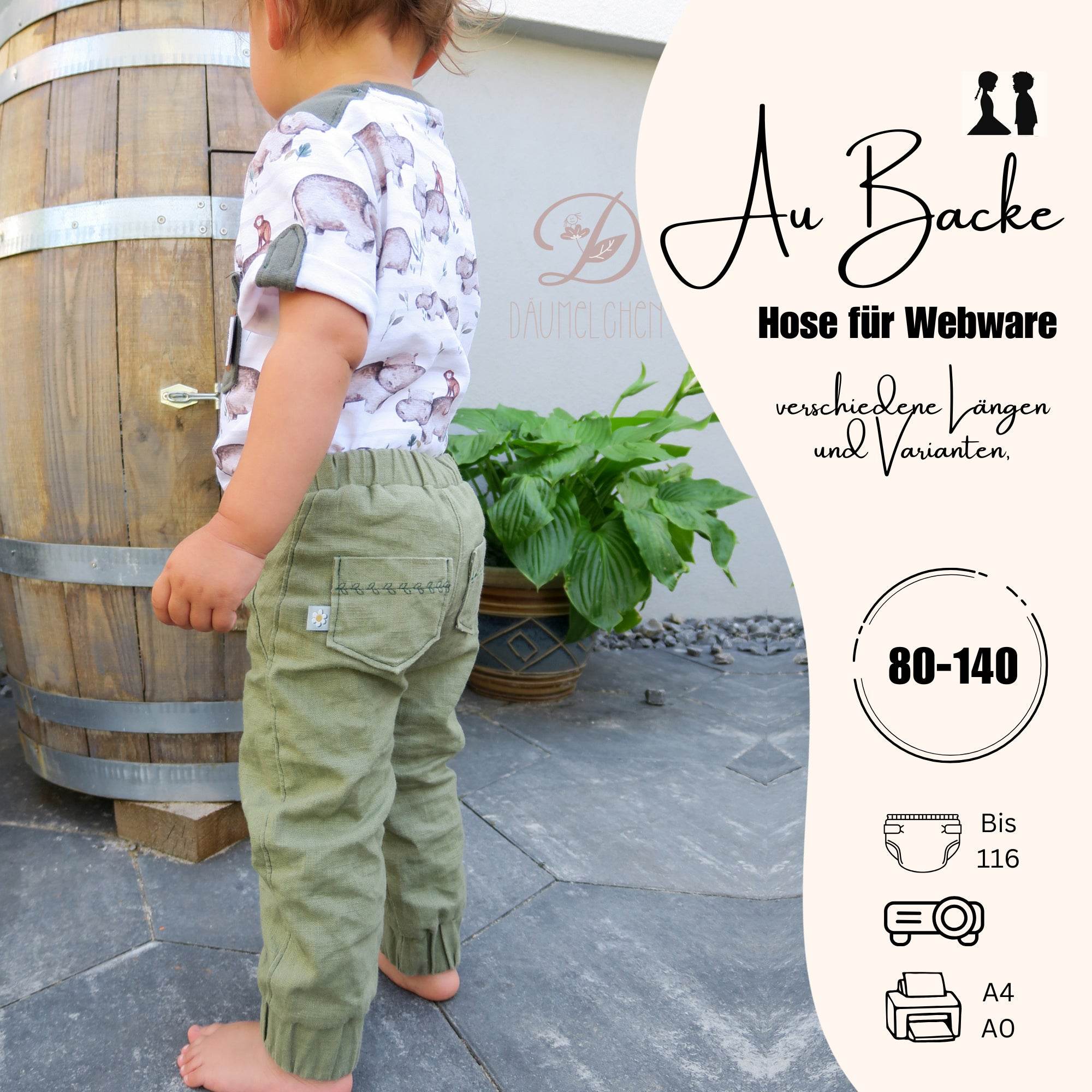 Schnittmuster Hose Au Backe Kombi Gr. 80-140 - Sewando