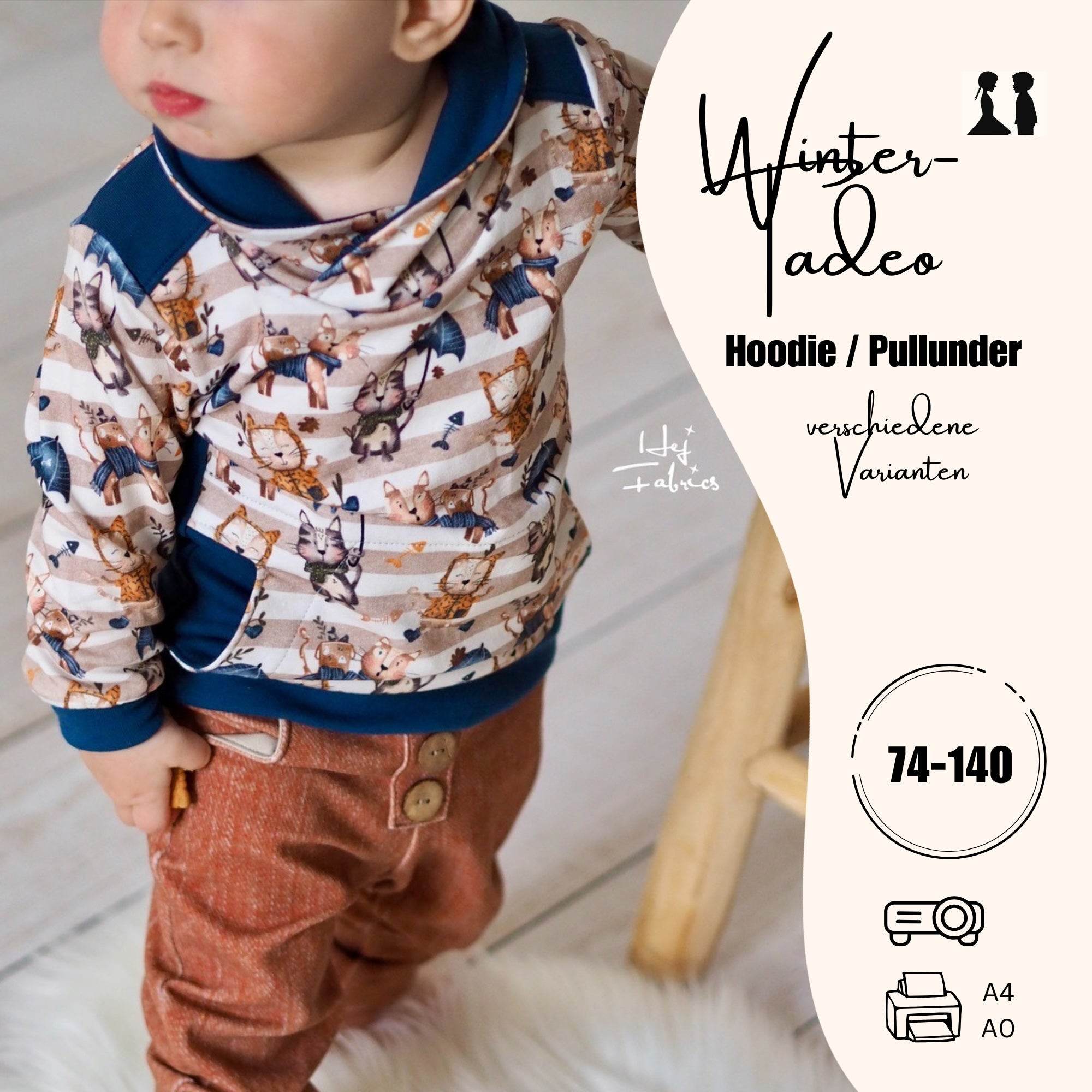 Schnittmuster Hoodie Winter-Tadeo Gr. 74-140 - Sewando