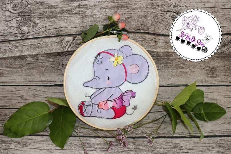 Elefant Applikation Stickdatei, verspieltes Kindermotiv für deine Stickmaschine - Sewando