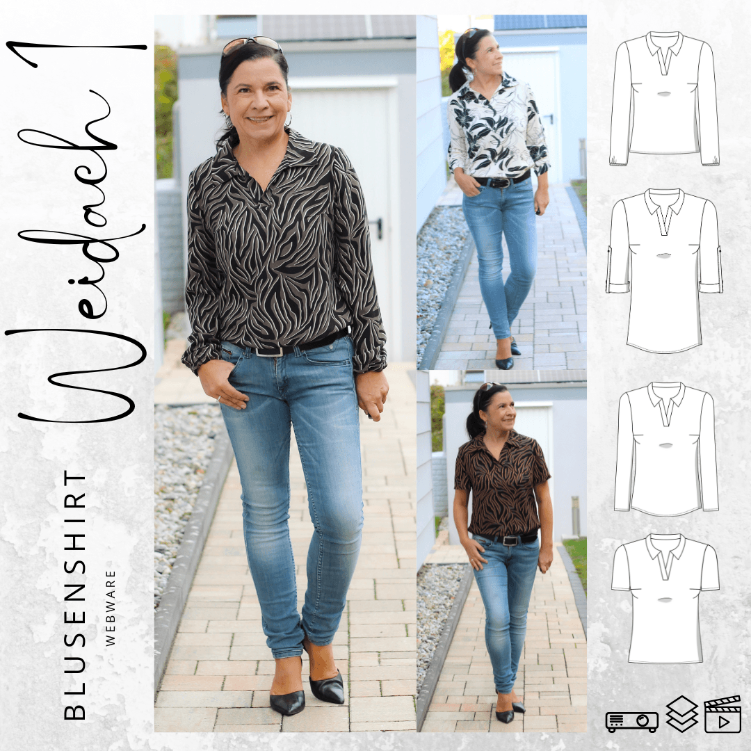 Schnittmuster Blusenshirt WEIDACH 1 - Webware Gr. 34-54 + Videoanleitung : - Sewando