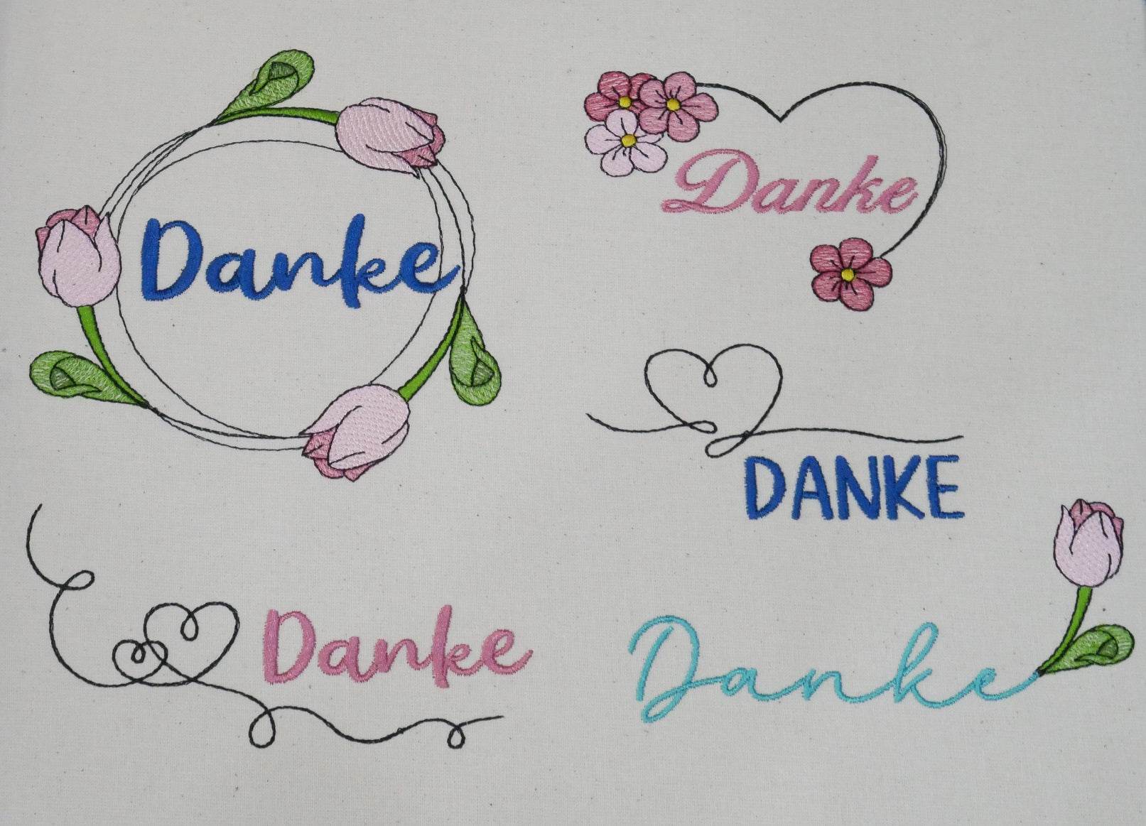 Stickdatei Set Danke Schriftzüge & Sprüche mit Tulpe - Sewando
