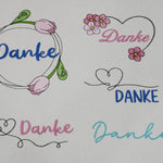 Stickdatei Set Danke Schriftzüge & Sprüche mit Tulpe - Sewando