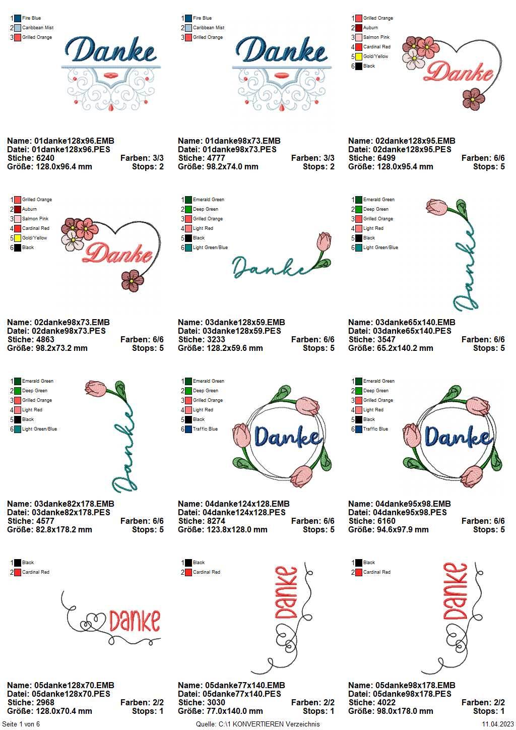Stickdatei Set Danke Schriftzüge & Sprüche mit Tulpe - Sewando