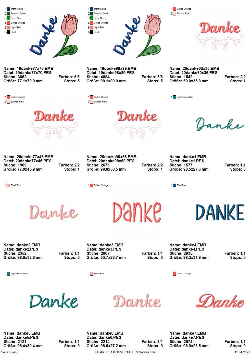 Stickdatei Set Danke Schriftzüge & Sprüche mit Tulpe - Sewando