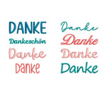 Stickdatei Set Danke ITH Schokohüllen, ITH Grußkarte, Anhänger und Einzelmotive - Sewando