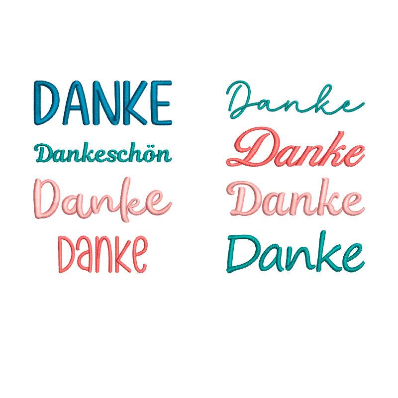 Stickdatei Set Danke ITH Schokohüllen, ITH Grußkarte, Anhänger und Einzelmotive - Sewando