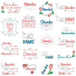 Stickdatei Set Danke ITH Schokohüllen, ITH Grußkarte, Anhänger und Einzelmotive - Sewando