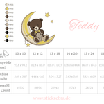 Teddy Stickdatei – kuscheliger Träumer auf dem Mond für deine Stickmaschine - Sewando
