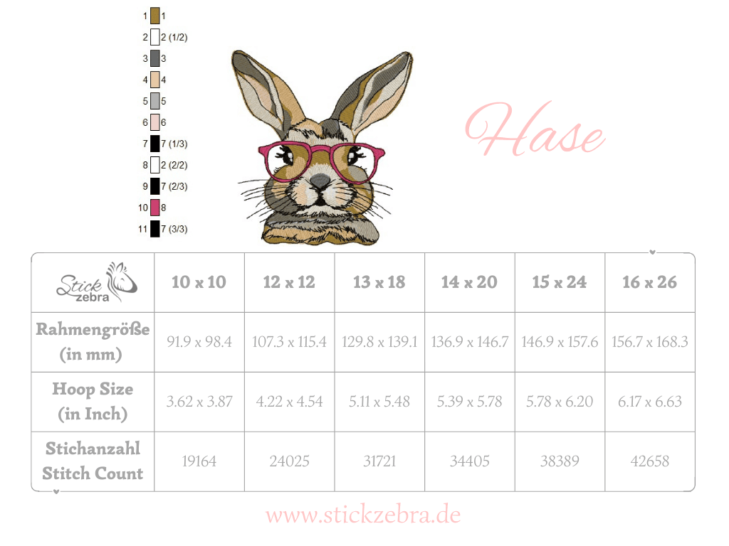 Hase Stickdatei – der stylische Schlappohr-Charmeur mit Brille für deine Stickmaschine - Sewando