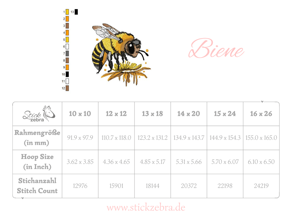 Detailreiche Biene auf Blüte – Stickdatei für deine Stickmaschine - Sewando