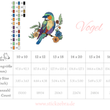 Vogel Stickdatei – bunter Frühlingsbote mit Blütenzauber für deine Stickmaschine - Sewando
