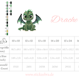 Drache Stickdatei – der freche Mini-Feuerspucker zum Verlieben für deine Stickmaschine - Sewando