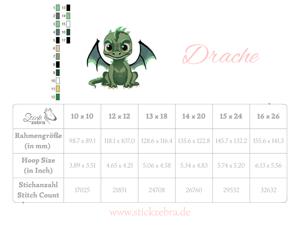Drache Stickdatei – der freche Mini-Feuerspucker zum Verlieben für deine Stickmaschine - Sewando