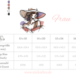 Frau Stickdatei, elegantes Skizzenportrait im Doodle-Style für deine Stickmaschine - Sewando