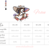 Frau Stickdatei, elegantes Skizzenportrait im Doodle-Style für deine Stickmaschine - Sewando