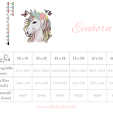 Traumhaftes Einhorn mit Blumen und Schmetterlingen – Stickdatei für deine Stickmaschine - Sewando