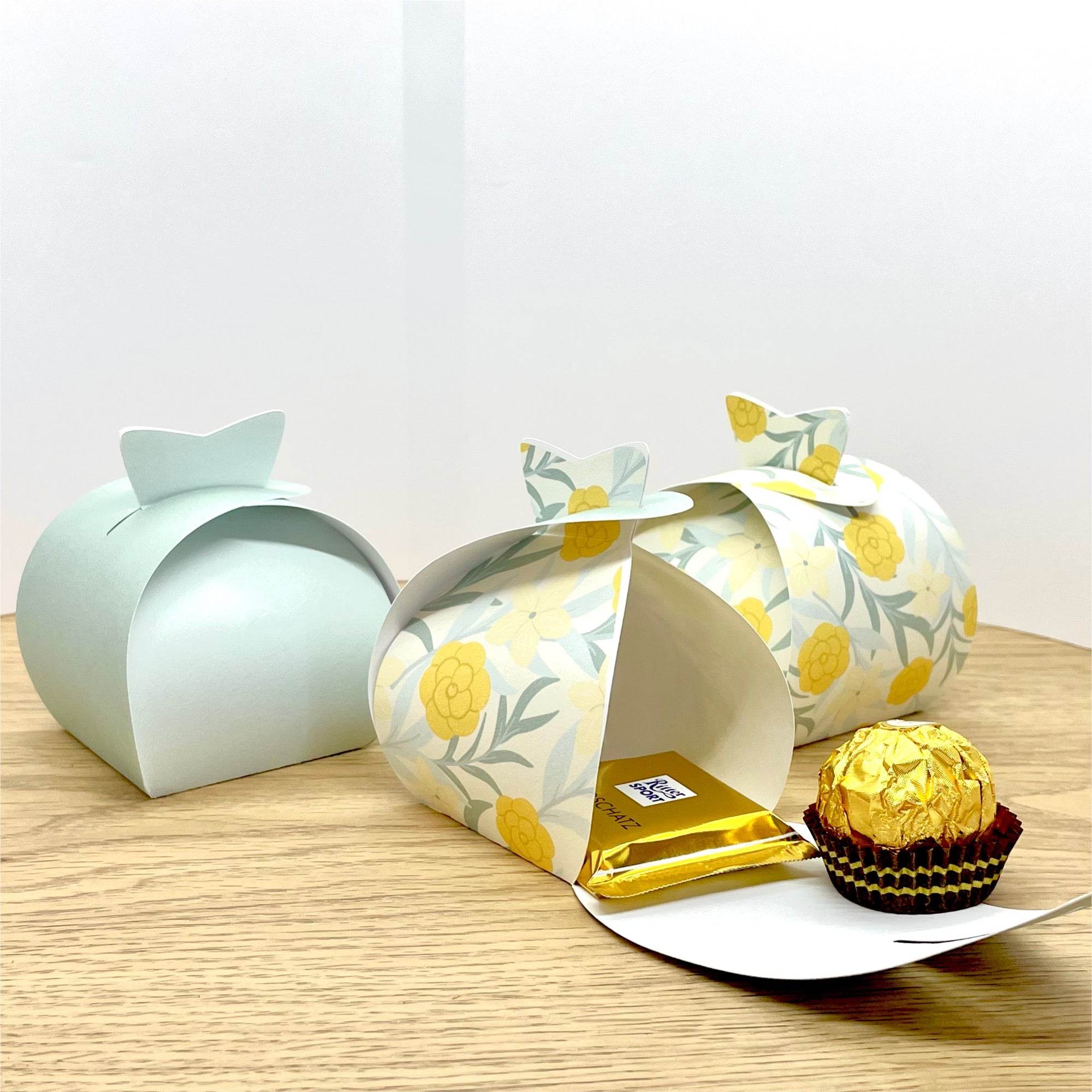 Bundle 3 Geschenkboxen Blumen gelb - Printable und Plotterdatei - Sewando