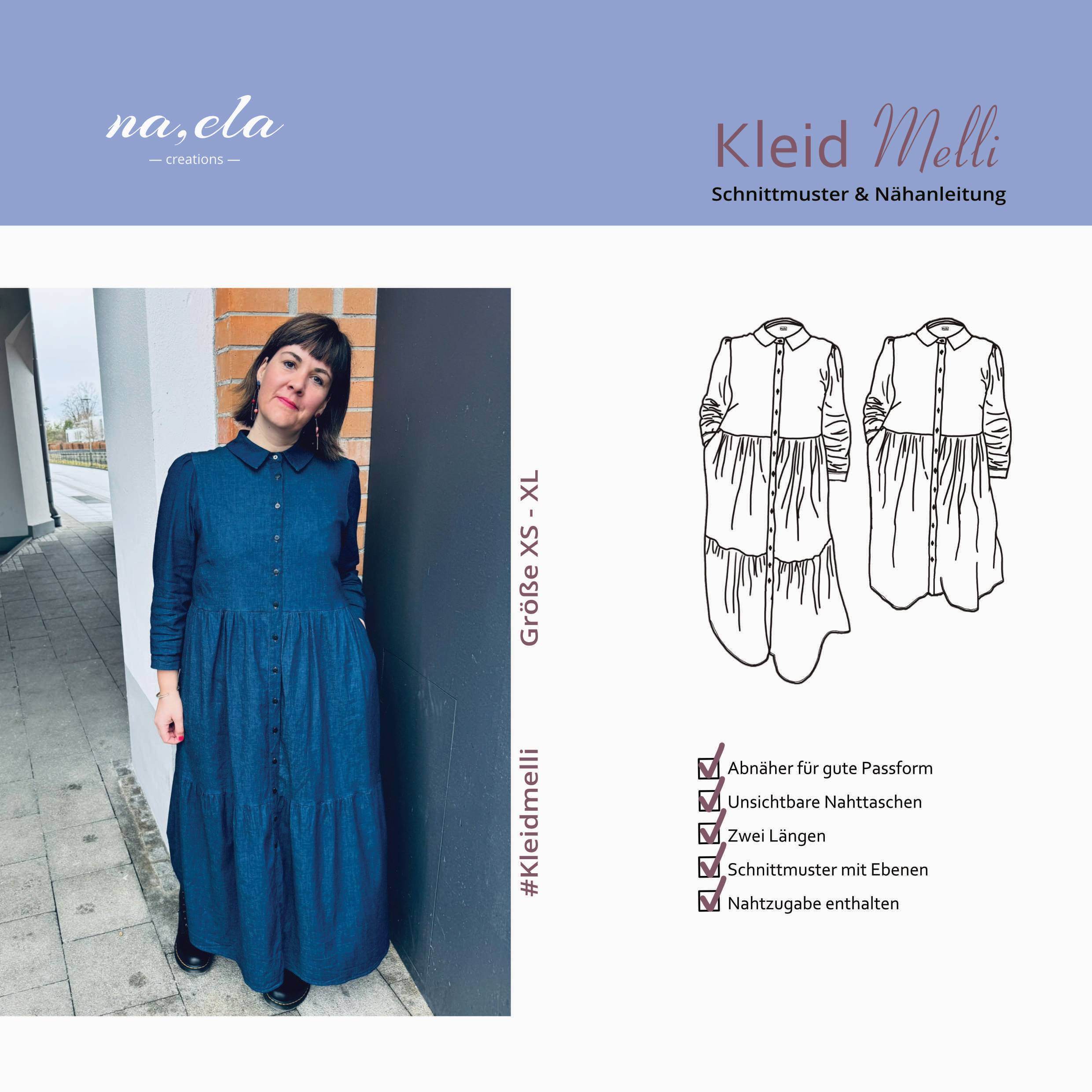 Schnittmuster Kleid Melli, Größe XS - XL : - Sewando