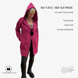 Schnittmuster Mantel mit Schalkragen und Kapuze