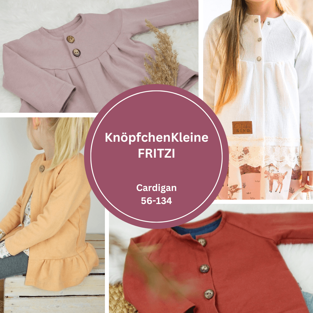 Cardigan, KK FRITZI, Schnittmuster & Nähanleitung, Gr. 56 - 134 - Sewando