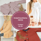 Cardigan, KK FRITZI, Schnittmuster & Nähanleitung, Gr. 56 - 134 - Sewando
