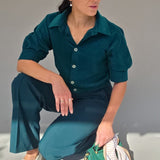 PDF Schnittmuster Bluse, Bluse mit Raglanärmel, Kragen, Knopfleiste, Schnittmuster mit Ebene, Gr. 34 -50