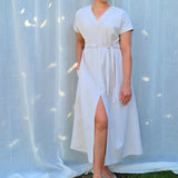Maxikleid Schnittmuster PDF – Kleid mit V-Ausschnitt, Taschen & Schlitz | Größen 34–50