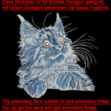 Stickdatei Applikation Maine Coon Katze "Kiss" - realistisch - FÜR HELLE & DUNKLE STOFFE