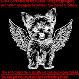 Stickdatei Yorkshire Terrier Engel "Julia" - realistisch - FÜR HELLE STOFFE