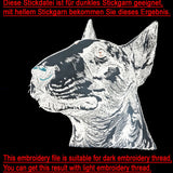 Stickdatei Applikation Bullterrier "Chiquita" - realistisch - FÜR HELLE & DUNKLE STOFFE