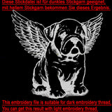 Stickdatei Englische Bulldogge Engel "Linus" - realistisch - FÜR HELLE STOFFE