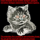 Stickdatei Applikation Katze "Cilly" - realistisch - FÜR HELLE & DUNKLE STOFFE