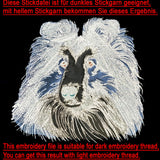 Stickdatei Applikation Collie "Ian" - realistisch - FÜR HELLE & DUNKLE STOFFE