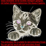 Stickdatei Applikation Katze "Zora" - realistisch - FÜR HELLE & DUNKLE STOFFE