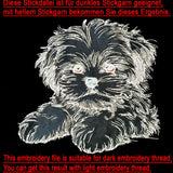 Stickdatei Applikation Shih Tzu "Lesley"  - realistisch - FÜR HELLE & DUNKLE STOFFE