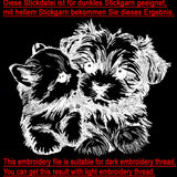 Stickdatei Yorkshire Terrier & Katze "Becca und Elfie" - realistisch - FÜR HELLE STOFFE