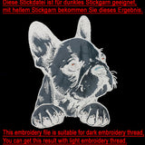 Stickdatei Applikation Französische Bulldogge "Luna" - realistisch - FÜR HELLE & DUNKLE STOFFE