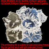 Stickdatei Applikation Yorkshire Terrier & Katze "Becca & Elfie"- FÜR HELLE & DUNKLE STOFFE
