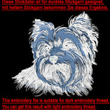 Stickdatei Applikation Yorkshire Terrier "Gizmo" - realistisch - FÜR HELLE & DUNKLE STOFFE