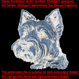 Stickdatei Applikation Cairn Terrier "Cully" - realistisch - FÜR HELLE & DUNKLE STOFFE