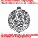 Stickdatei Christbaumkugel Maria & Jesus - realistisch - FÜR DUNKLE STOFFE - Sewando